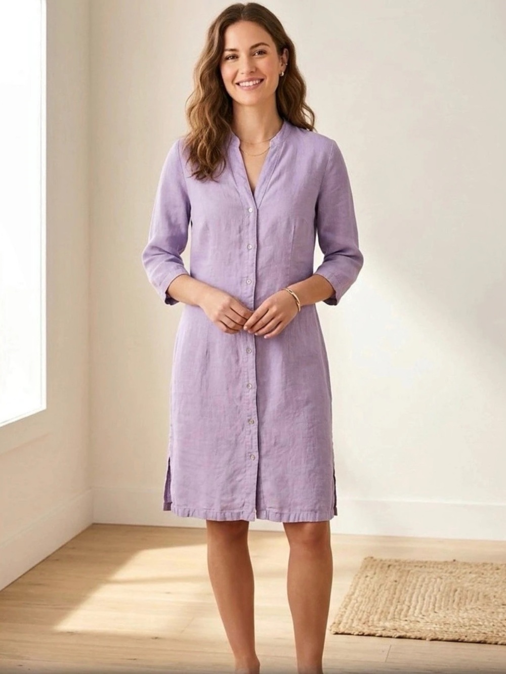 Backstage Linen Mini Dress in Purple Size Medium (B8)